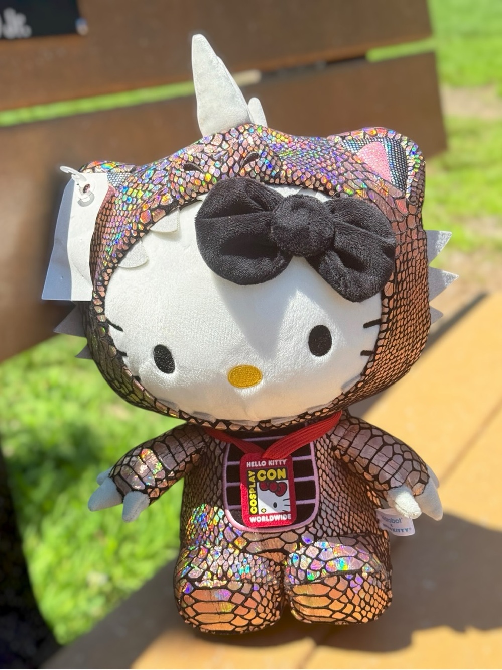 Kidrobot Hello Kitty Kaiju Cosplay Con 2020 Plush Holographic Dinosaur 16” RARE